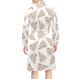 Hand drawn pizza pattern Men's Long Sleeve Belted Night Robe