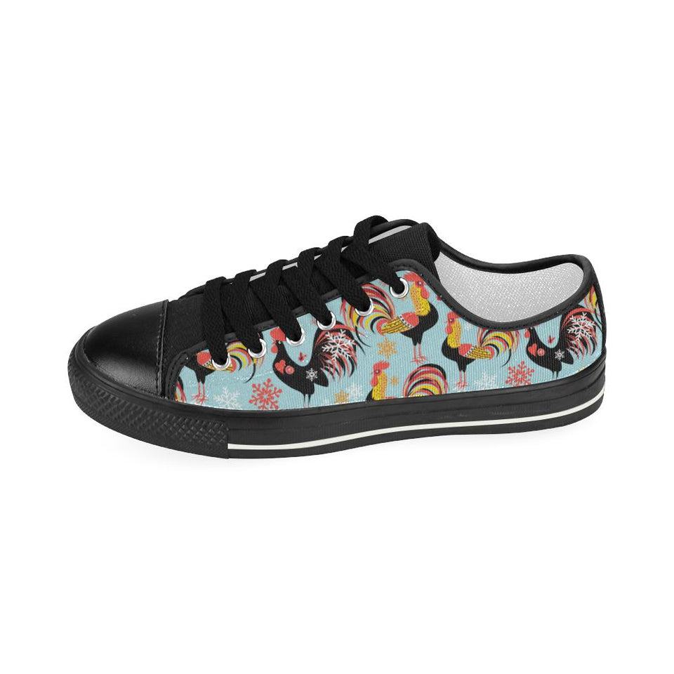 Rooster chicken cock snowfalke Kids' Boys' Girls' Low Top Canvas Shoes Black