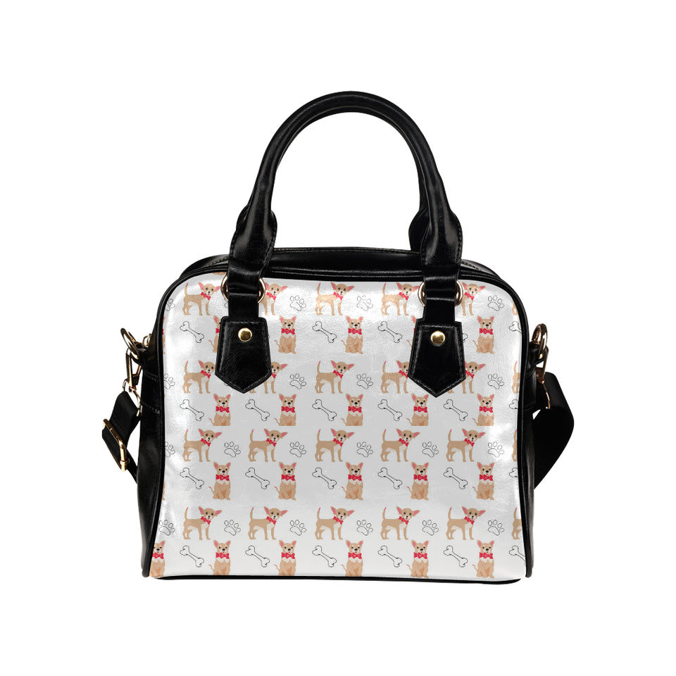 Chihuahua bone paw pattern Shoulder Handbag