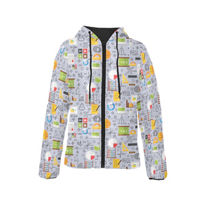 Math Pattern Print Design 04 Women's Padded Hooded Jacket