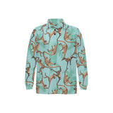 Monkey Palm tree background Men's Long Sleeve Polo Shirt