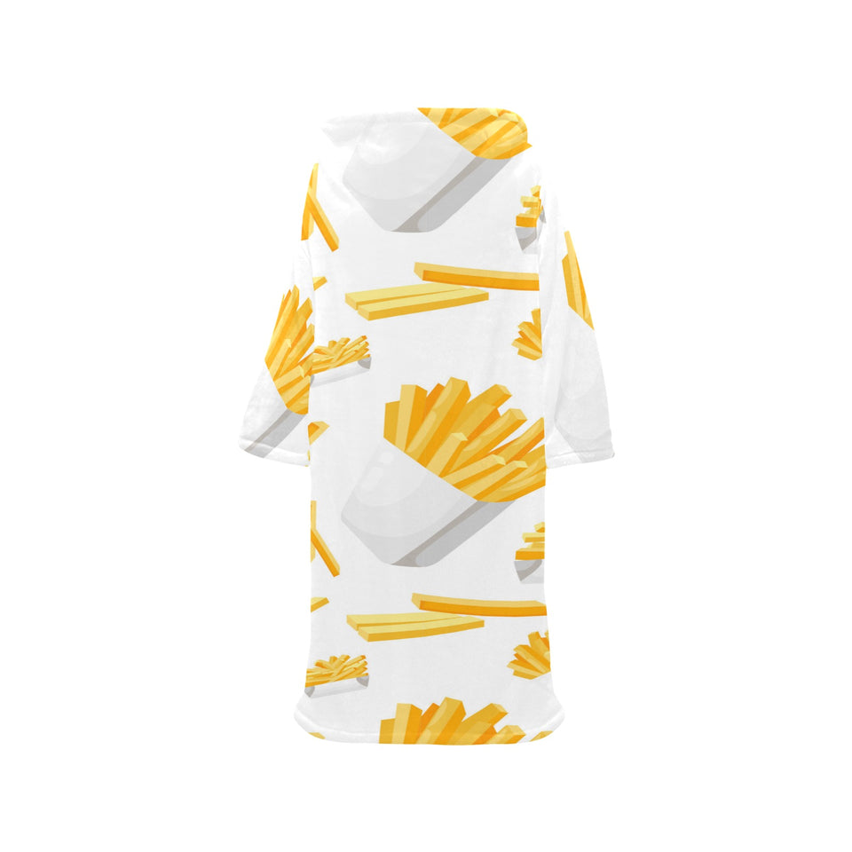 French fries white paper box pattern Blanket Robe with Sleeves