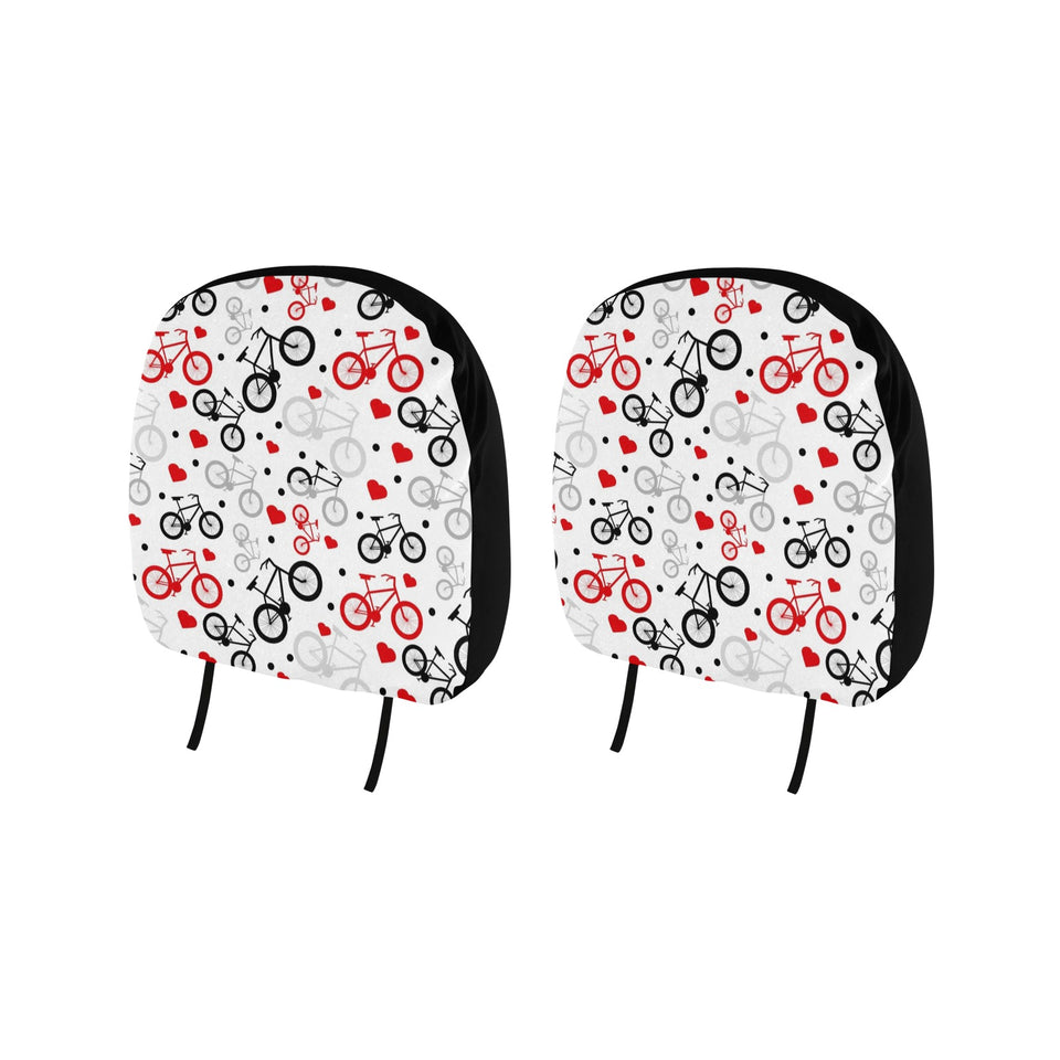 Bicycle Pattern Print Design 04 Car Headrest Cover