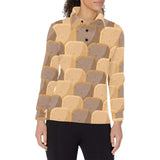 Bread Toast Pattern Print Design 04 Women's Long Sleeve Polo Shirt