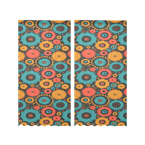 Gear Pattern Print Design 01 Gauze Curtain