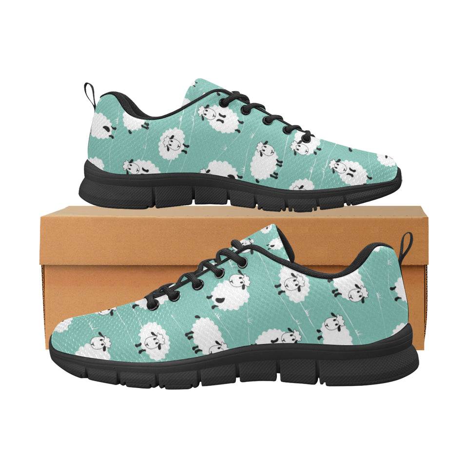 Cute sheep green background Men's Sneaker Shoes
