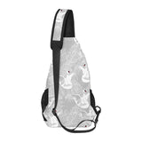 white swan gray background All Over Print Chest Bag