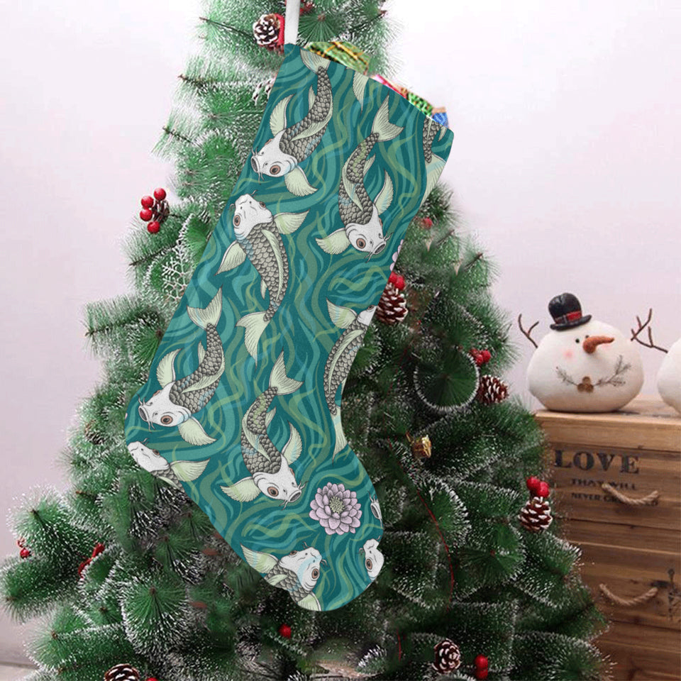 Koi Fish Carp Fish lotus pattern Christmas Stocking