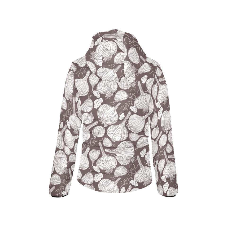 Garlic bulb dark background Women's Padded Hooded Jacket