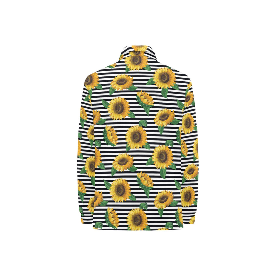 sunflowers ribbon background Women's Long Sleeve Polo Shirt