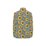 sunflowers ribbon background Women's Long Sleeve Polo Shirt