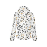 Anchors Rudders pattern Women's Padded Hooded Jacket