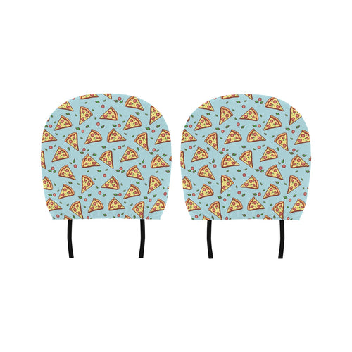 Hand drawn pizza blue background Car Headrest Cover