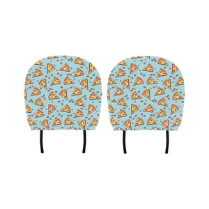 Hand drawn pizza blue background Car Headrest Cover