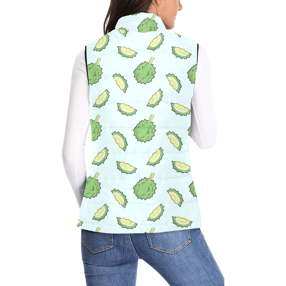 Durian pattern blue background Women's Padded Vest