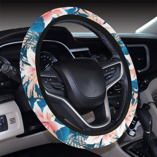 Hibiscus Pattern Print Design 02 Car Steering Wheel Cover