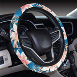 Hibiscus Pattern Print Design 02 Car Steering Wheel Cover
