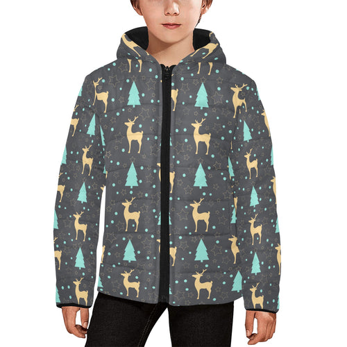 Deers star tree pattern Kids' Boys' Girls' Padded Hooded Jacket