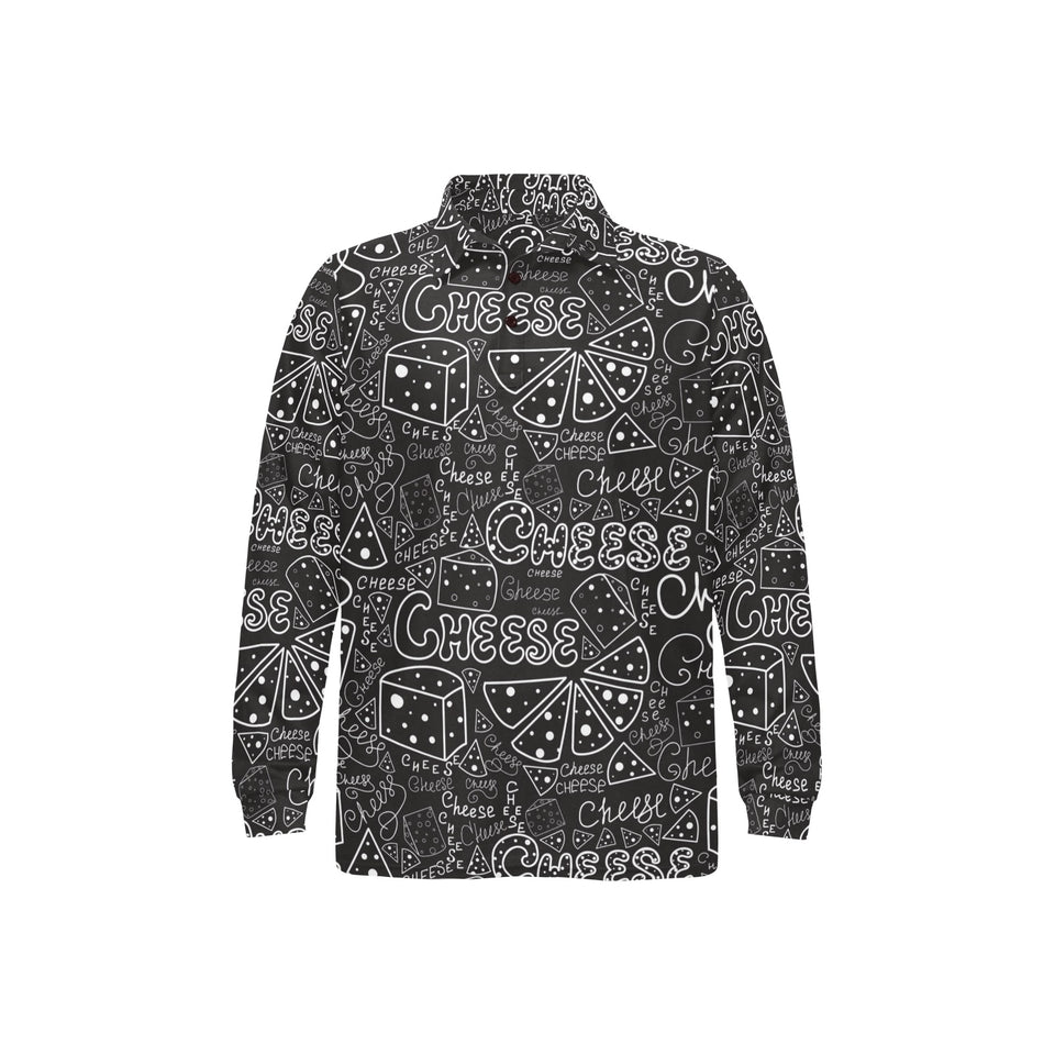 Handwritten cheese pattern Men's Long Sleeve Polo Shirt