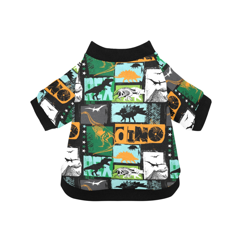 dinosaurs print pattern All Over Print Pet Dog Round Neck Fuzzy Shirt