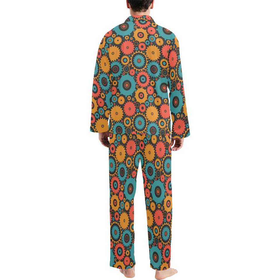 Gear Pattern Print Design 01 Men's Long Pajama Set