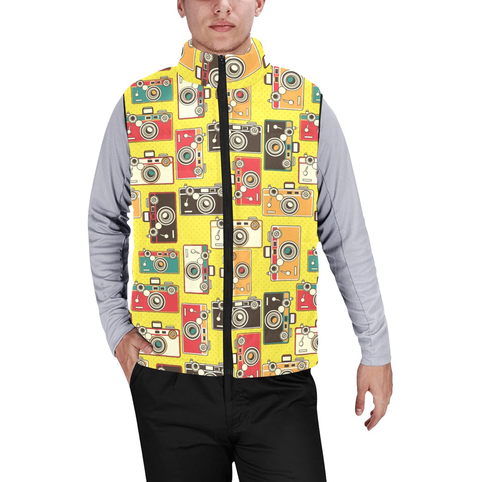 Camera Pattern Print Design 02 Men's Padded Vest