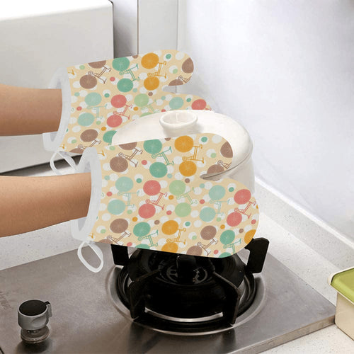 Bicycle Pattern Print Design 01 Heat Resistant Oven Mitts