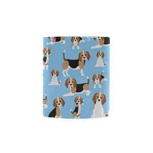 Beagle dog blue background pattern Classical White Mug (Fulfilled In US)