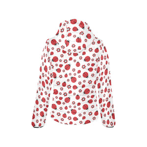 Ladybug Pattern Print Design 04 Women's Padded Hooded Jacket