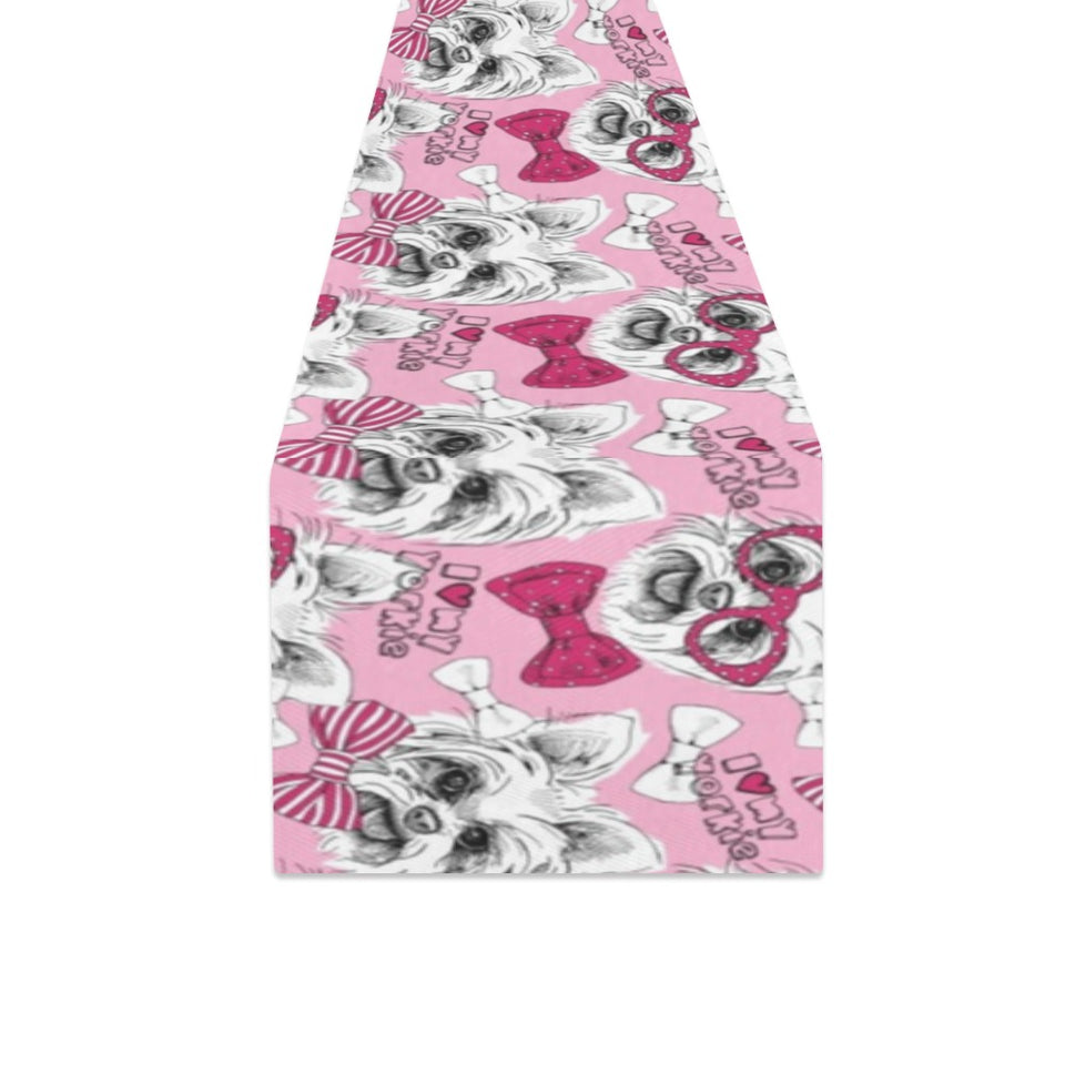 Yorkshire Terrier Pattern Print Design 03 Table Runner