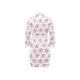 Pig Pattern Print Design 03 Men's Long Sleeve Belted Night Robe