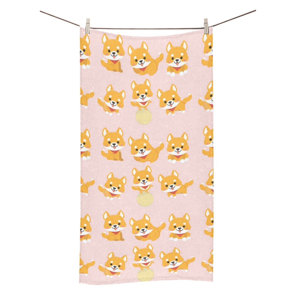 Cute shiba inu dog pattern Bath Towel