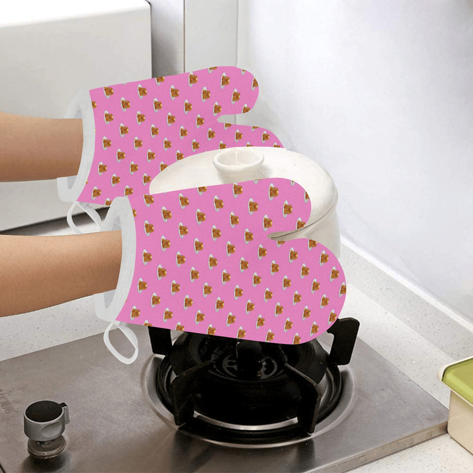 Pancake Pattern Print Design 04 Heat Resistant Oven Mitts