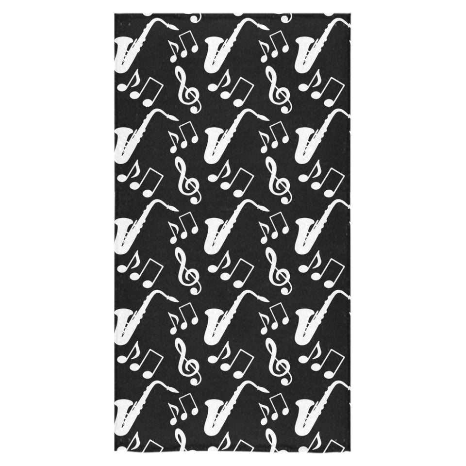 Saxophone music notes treble clef black white them Bath Towel