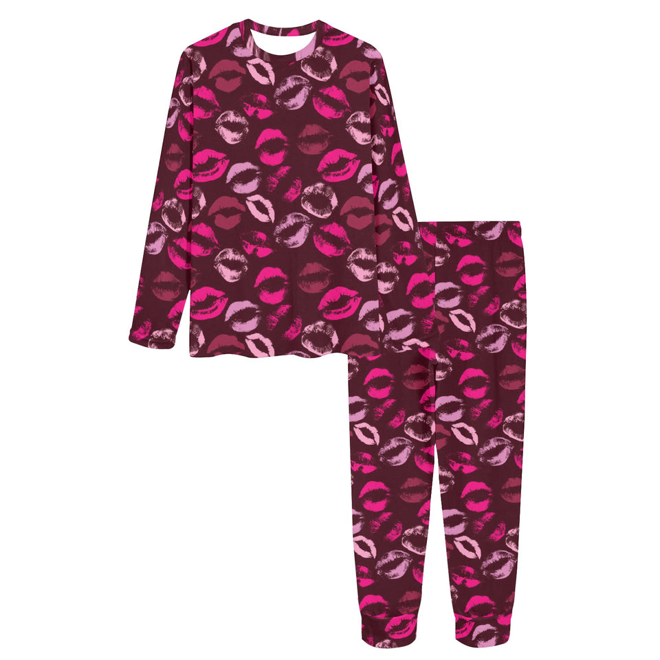 Lips Pattern Print Design 03 Women's All Over Print Pajama Set