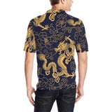 Gold dragon pattern Men's All Over Print Polo Shirt