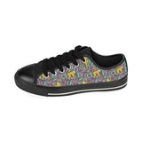 Cute yellow monkey leaves pattern Men's Low Top Canvas Shoes Black