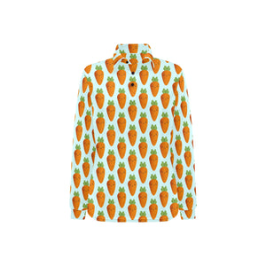 Carrot Pattern Print Design 03 Women's Long Sleeve Polo Shirt