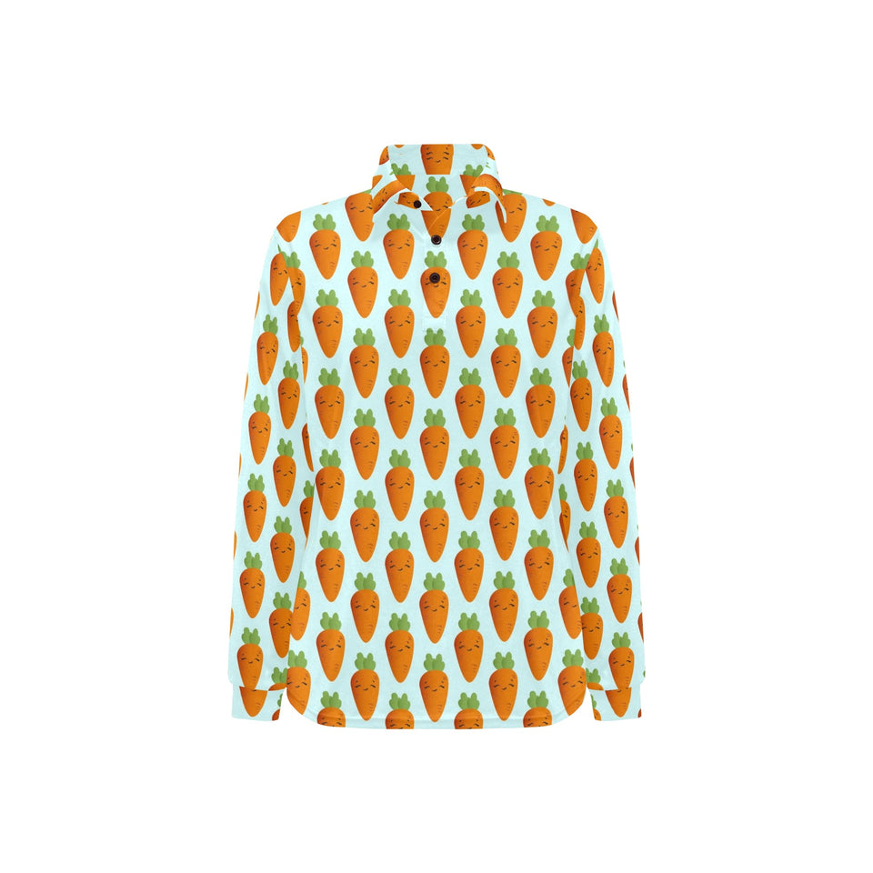 Carrot Pattern Print Design 03 Women's Long Sleeve Polo Shirt