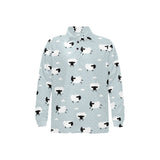 Sheep polka dot cloud pattern Men's Long Sleeve Polo Shirt