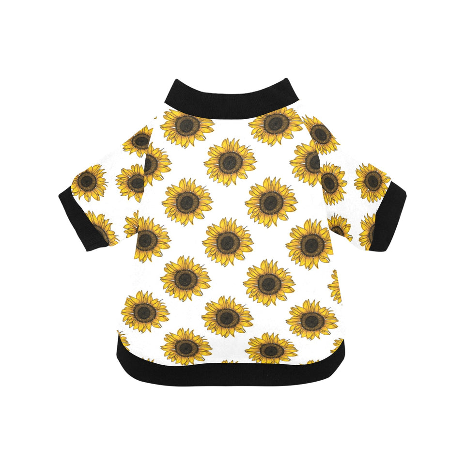 sunflowers design pattern All Over Print Pet Dog Round Neck Fuzzy Shirt