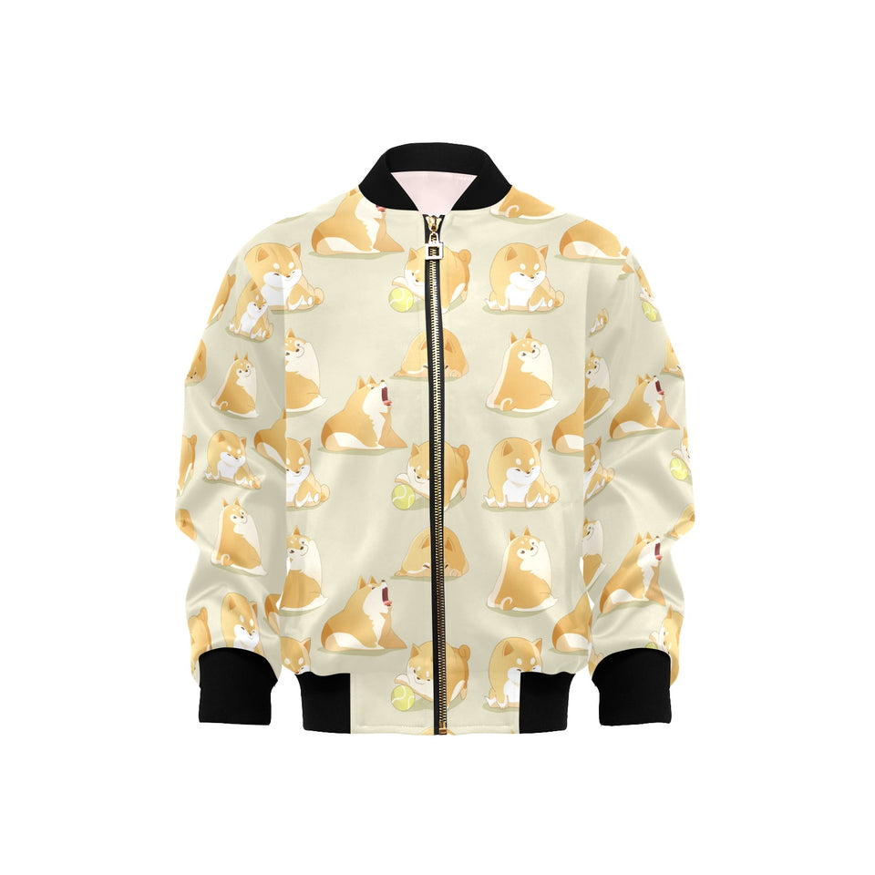 Cute fat shiba inu dog pattern Kids' Boys' Girls' Bomber Jacket