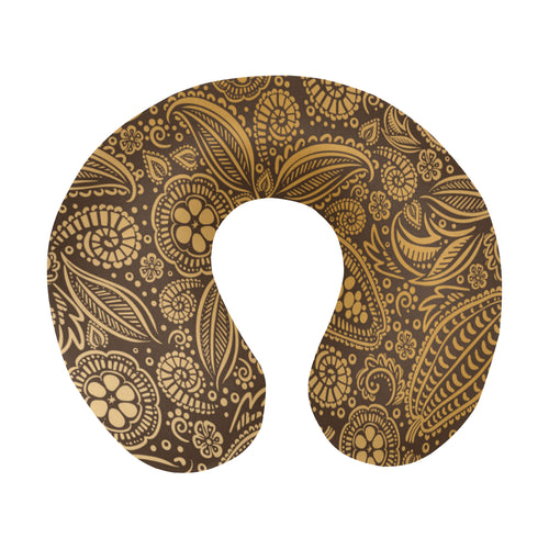cacao beans tribal polynesian pattern background U-Shaped Travel Neck Pillow