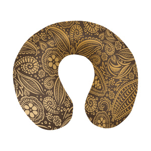cacao beans tribal polynesian pattern background U-Shaped Travel Neck Pillow