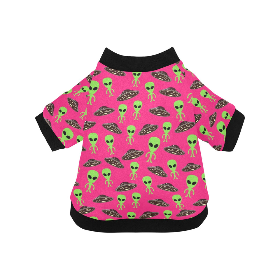Alien Pattern Print Design 03 All Over Print Pet Dog Round Neck Fuzzy Shirt