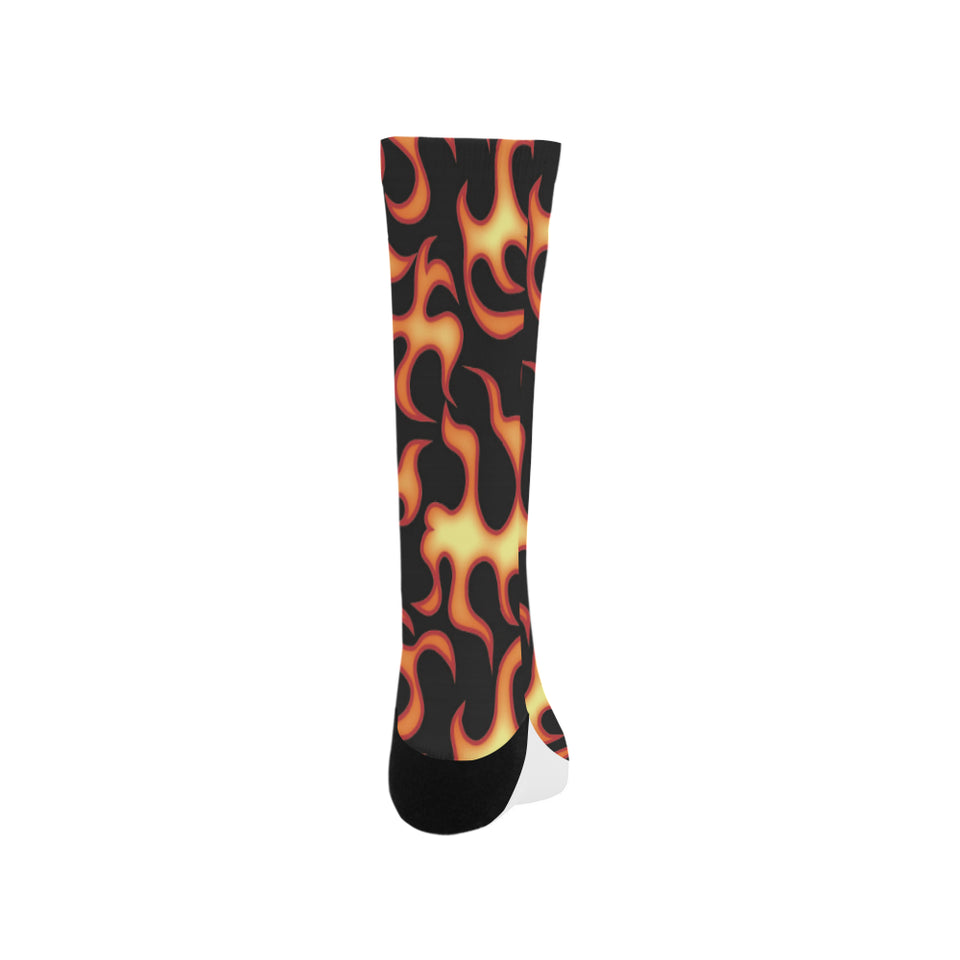 Fire flame dark pattern Crew Socks