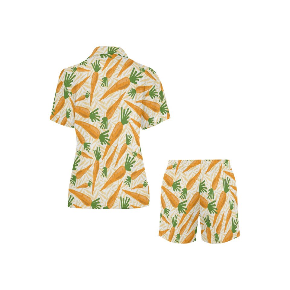 Carrot Pattern Print Design 01 Women's V-Neck Short Pajama Set
