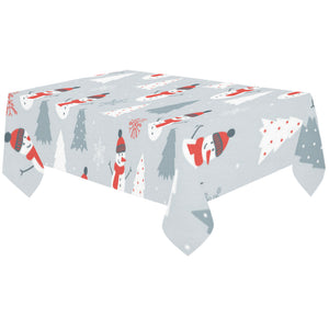 Snowman christmas tree snow gray background Tablecloth