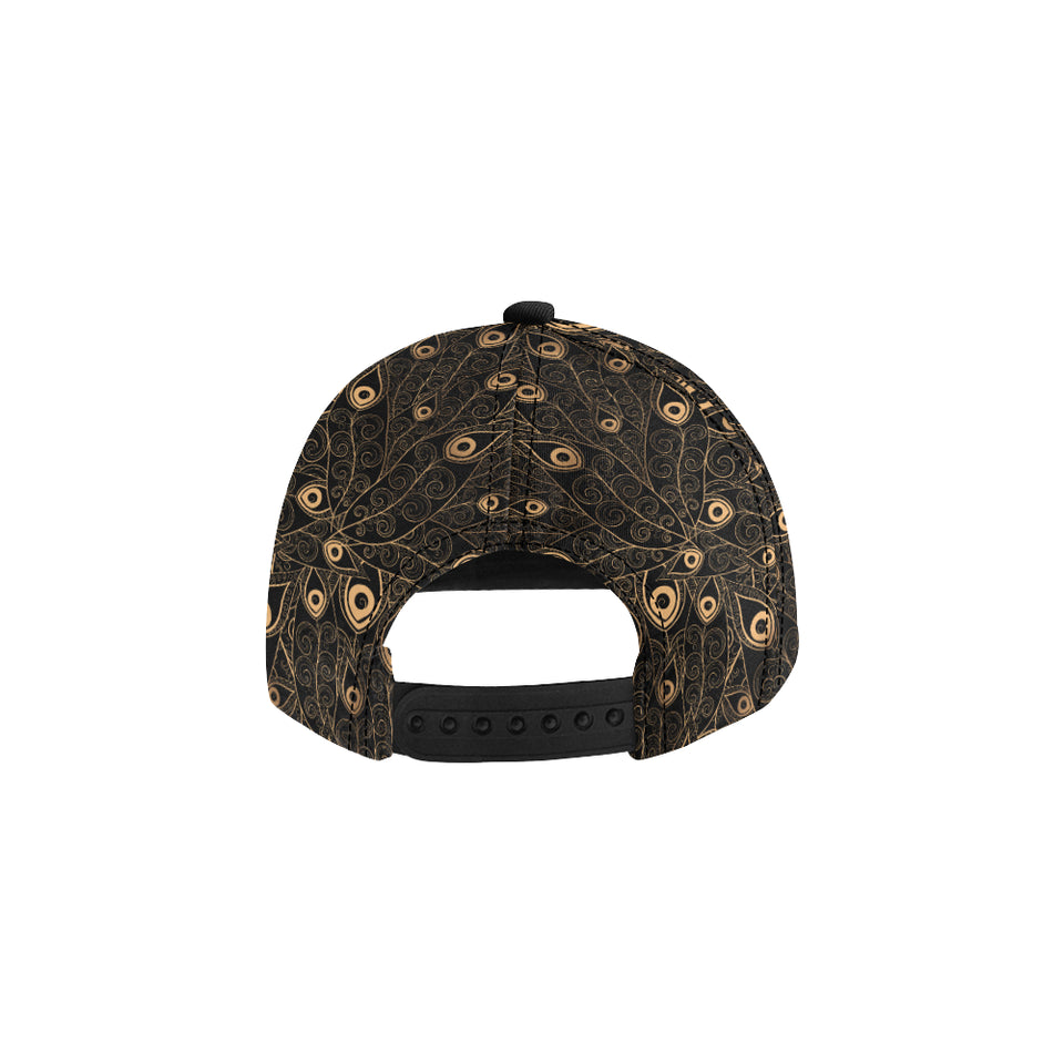 Gold peacock feather pattern All Over Print Snapback Cap