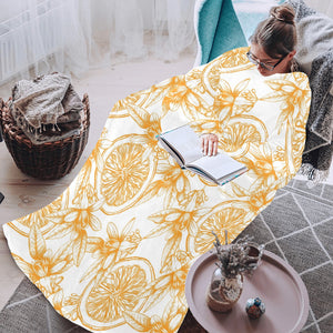 hand drawn orange fruit pattern Blanket Robe with Sleeves